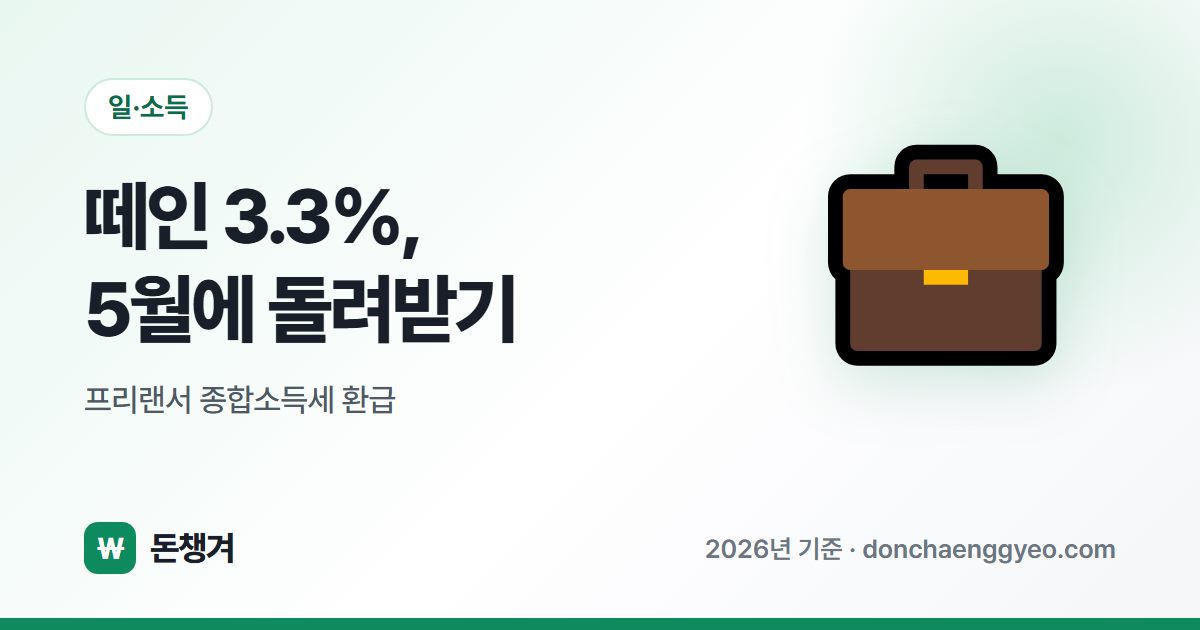 떼인 3.3%, 5월에 돌려받기 - 프리랜서 종합소득세 환급