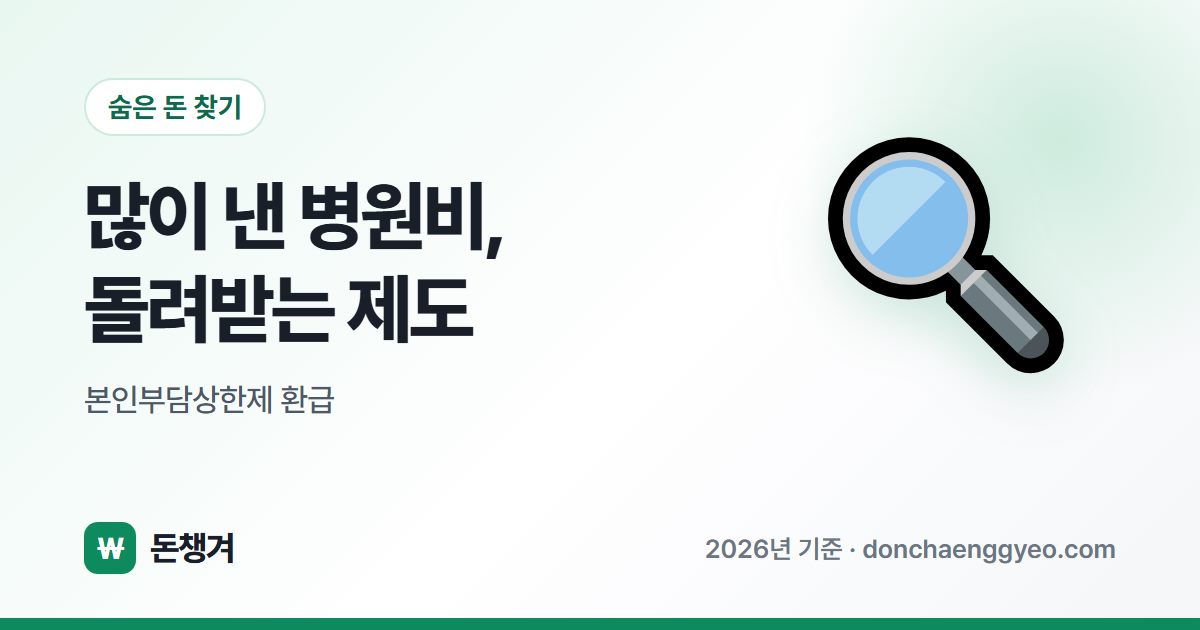 많이 낸 병원비, 돌려받는 제도 - 본인부담상한제 환급
