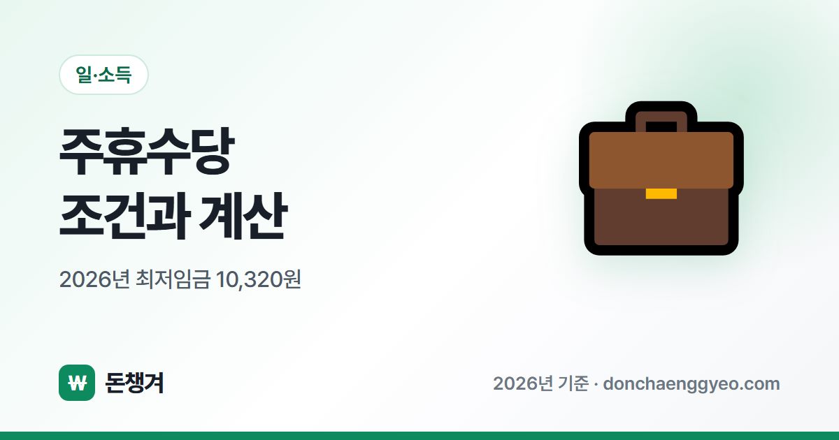 주휴수당 조건과 계산 - 2026년 최저임금 10,320원